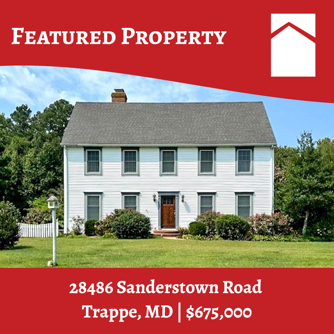 Charming colonial home in featured property graphic for Powell Realtors in Trappe, MD