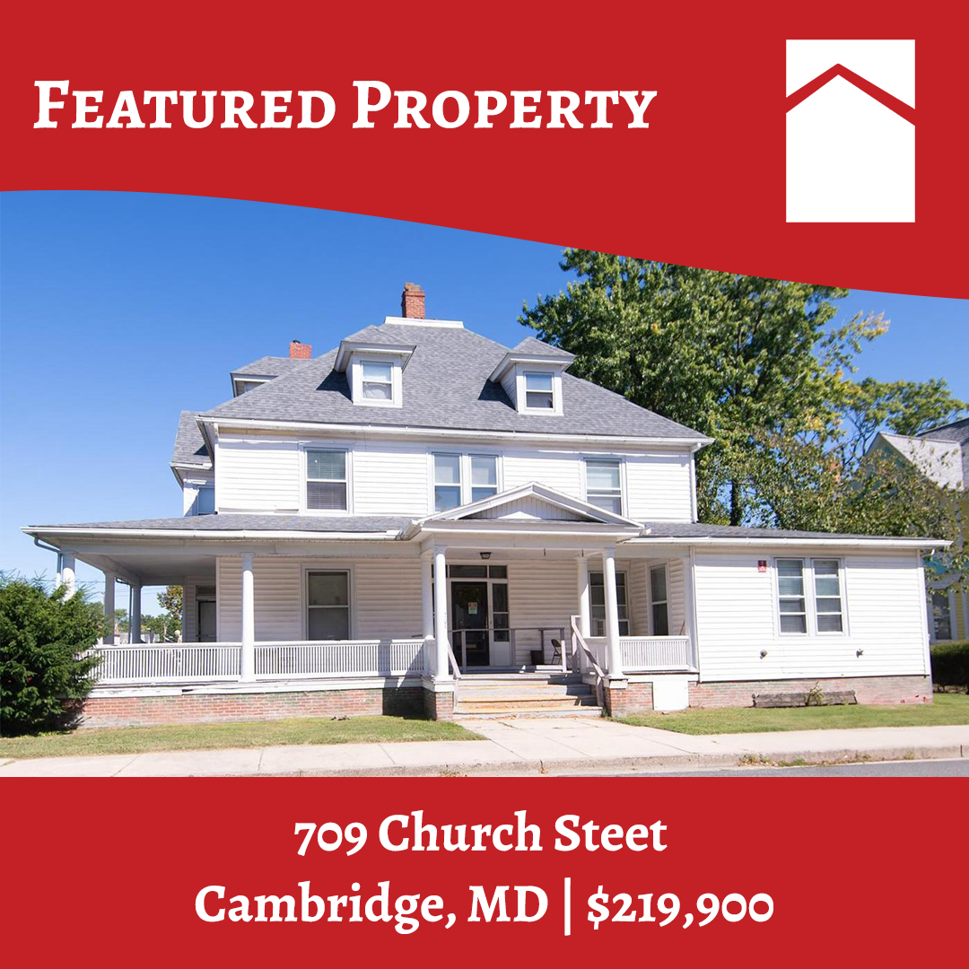 Large farmhouse located at 709 Church St, Cambridge, MD - Featured property graphic for Powell Realtors